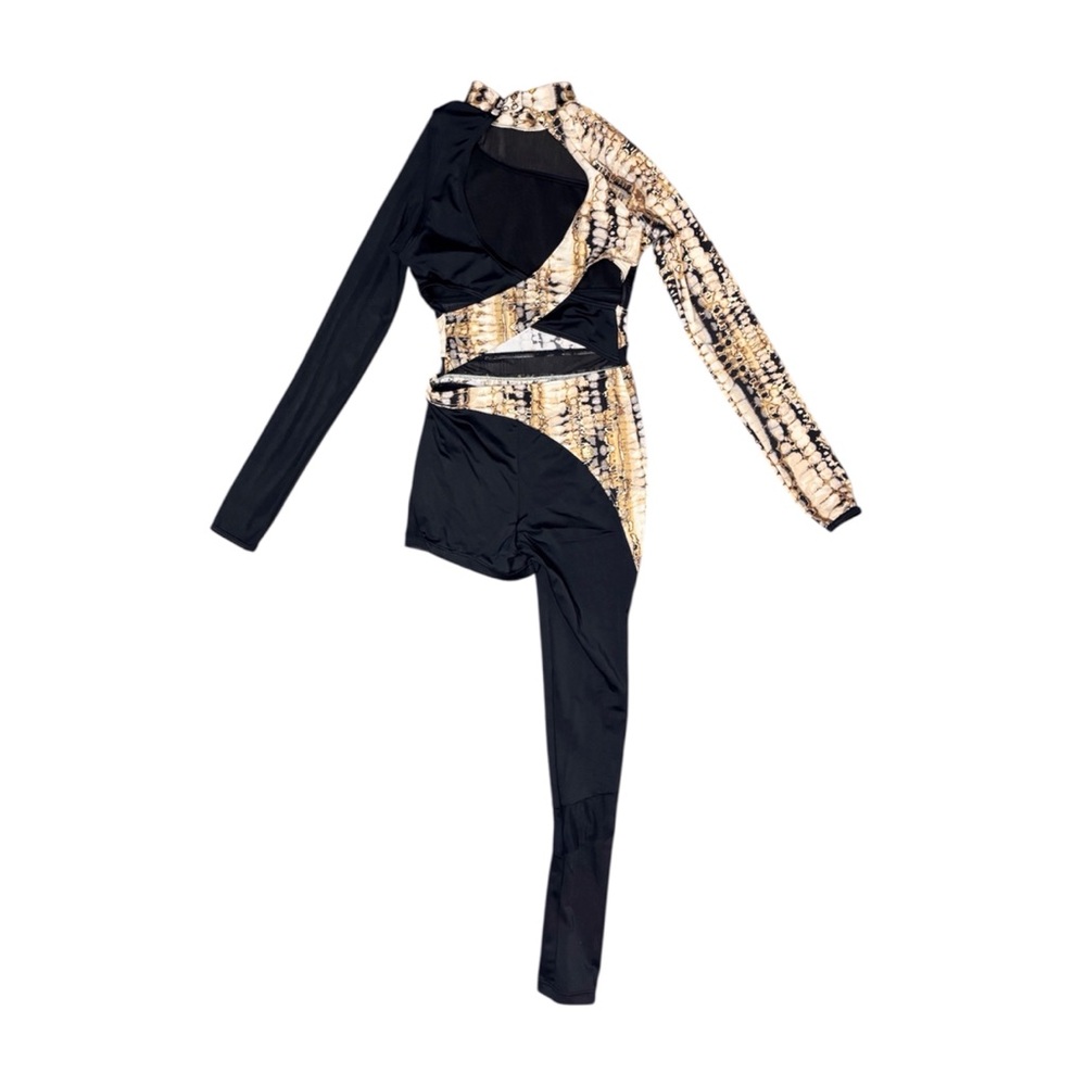 Weissman Elite | Yellow Flicker Beat Long Sleeve Unitard Dance Costume, LC SA - Picture 4 of 7